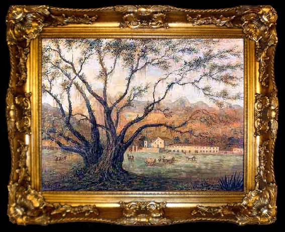 framed  Friedrich Hagedorn Vista da fazenda de Correias, ta009-2
